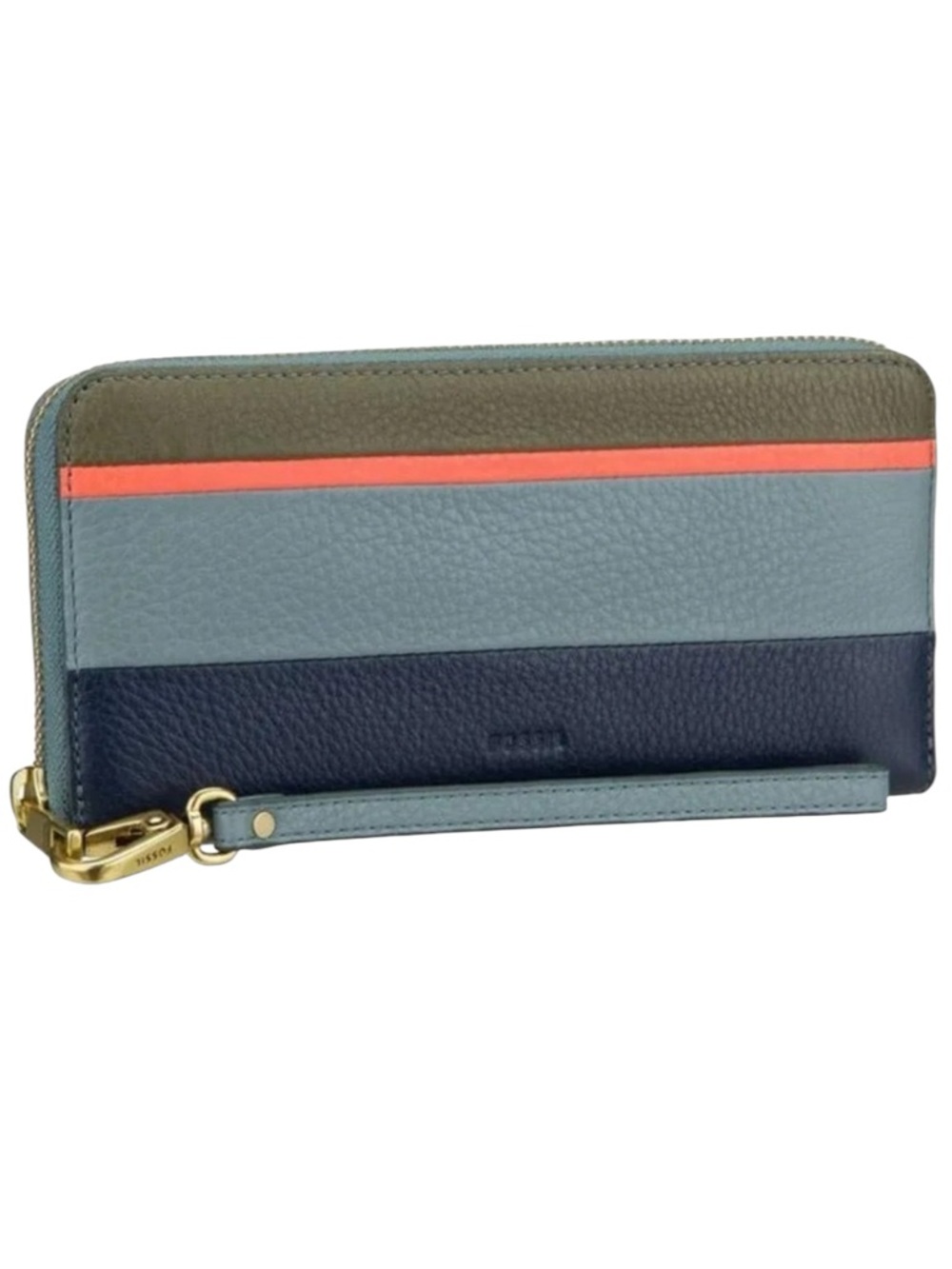 Fossil Emma Colorblock Leather Zip Around Clutch Wallet
